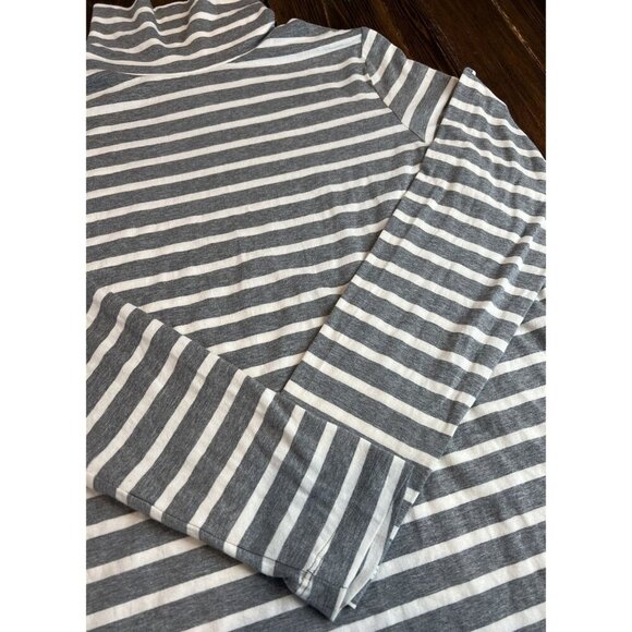 Sonoma Life +Style Women’s Turtleneck Size Large Gray White Striped Long Sleeve - Picture 4 of 6